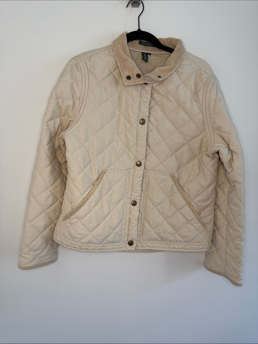 Lauren Ralph Lauren Quilted Jacket Puffer Barn Jacket Light Cream Large